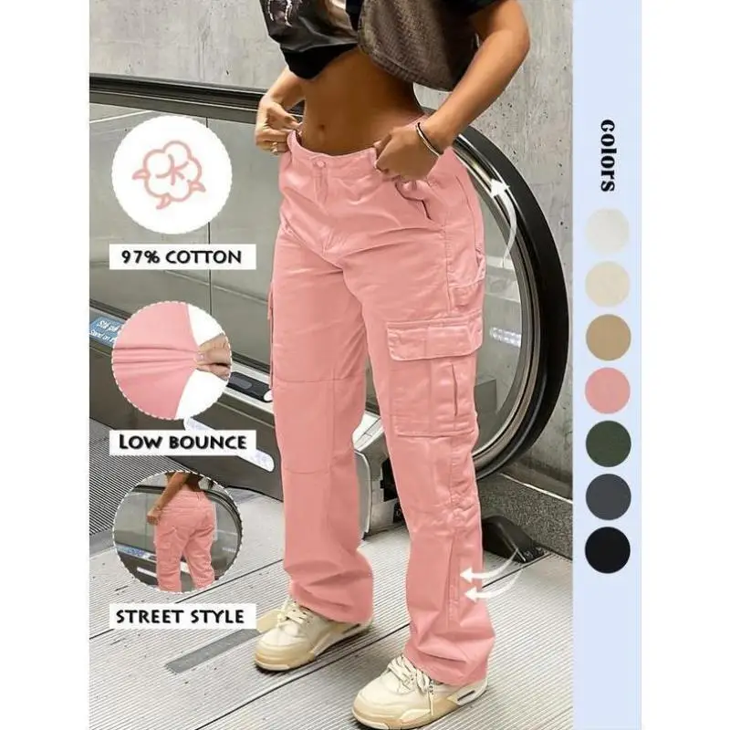

Women's Casual Pure Color Work Pants Comfortable Simple Design Straight Leg PVC Material ex Winter Collection