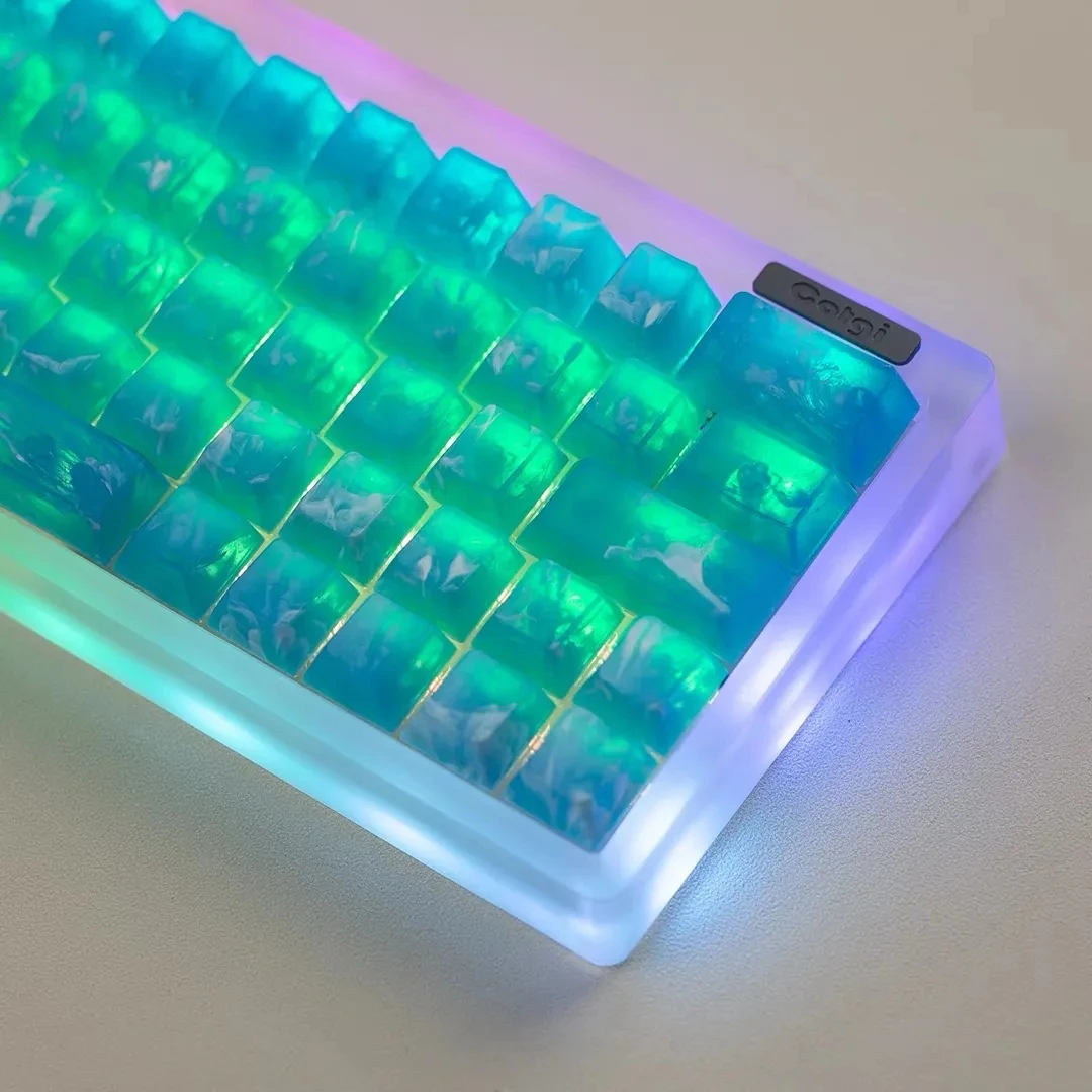 Imagem -03 - Azul Glacie Keycaps Transparentes Faça Você Mesmo para Gaming Teclado Mecânico Perfil Chreey pc Keycap Teclado Rgb Game 130 Chaves