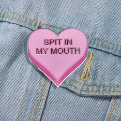 Trendy Pink Heart Enamel Pin Spit In My Mouth Couple Brooch Badge Lapel Pin Women's Shirt Sweater Pin Valentine Bead Gift