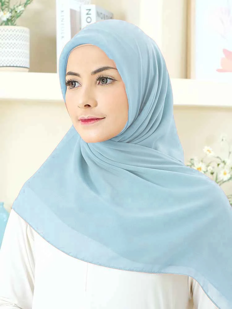 2024 summer new Middle Eastern Malay composite chiffon square scarf solid color headscarf comfortable breathable spot headscarf