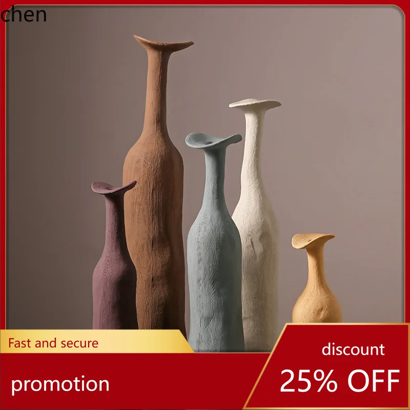 

YFY Wabi-sabi style Jingdezhen small ceramic vase, piece for flower arrangement, living room, home, and guesthouse decoration