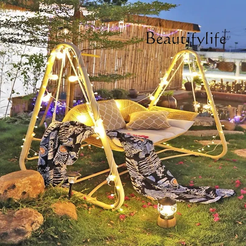 Outdoor Swing Glider Hanging Basket Rattan Chair Lazy Indoor Cradle Chair Balcony Courtyard