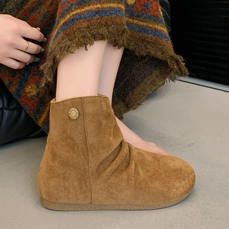 الشقق النساء حذاء من الجلد حذاء رياضة كاجوال الاتجاه تشيلسي الأحذية 2025 الشتاء امرأة الجلد المدبوغ أحذية رياضية المشي الثلوج بوتاس موهير Zapatos