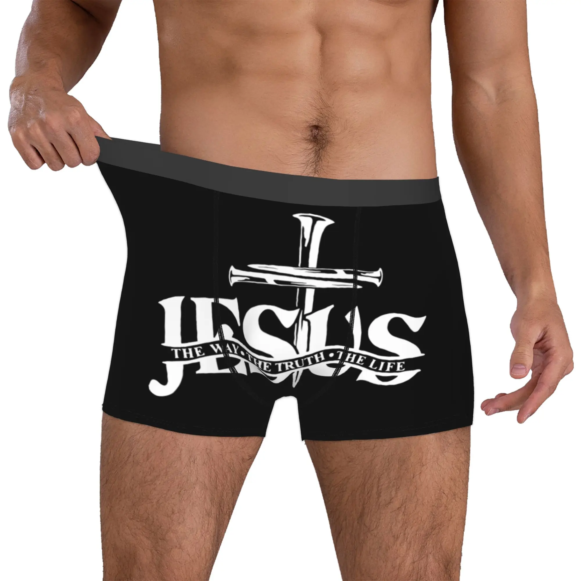 

Custom Jesus The Way The Truth The Life Boxers Shorts Men's Christ Catholic Briefs Underwear Novelty Underpants