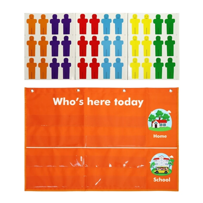 Attendance Pocket Chart Classroom Management Pocket Chart, Who is Here Today Pocket Chart 81×48cm Pocket Chart