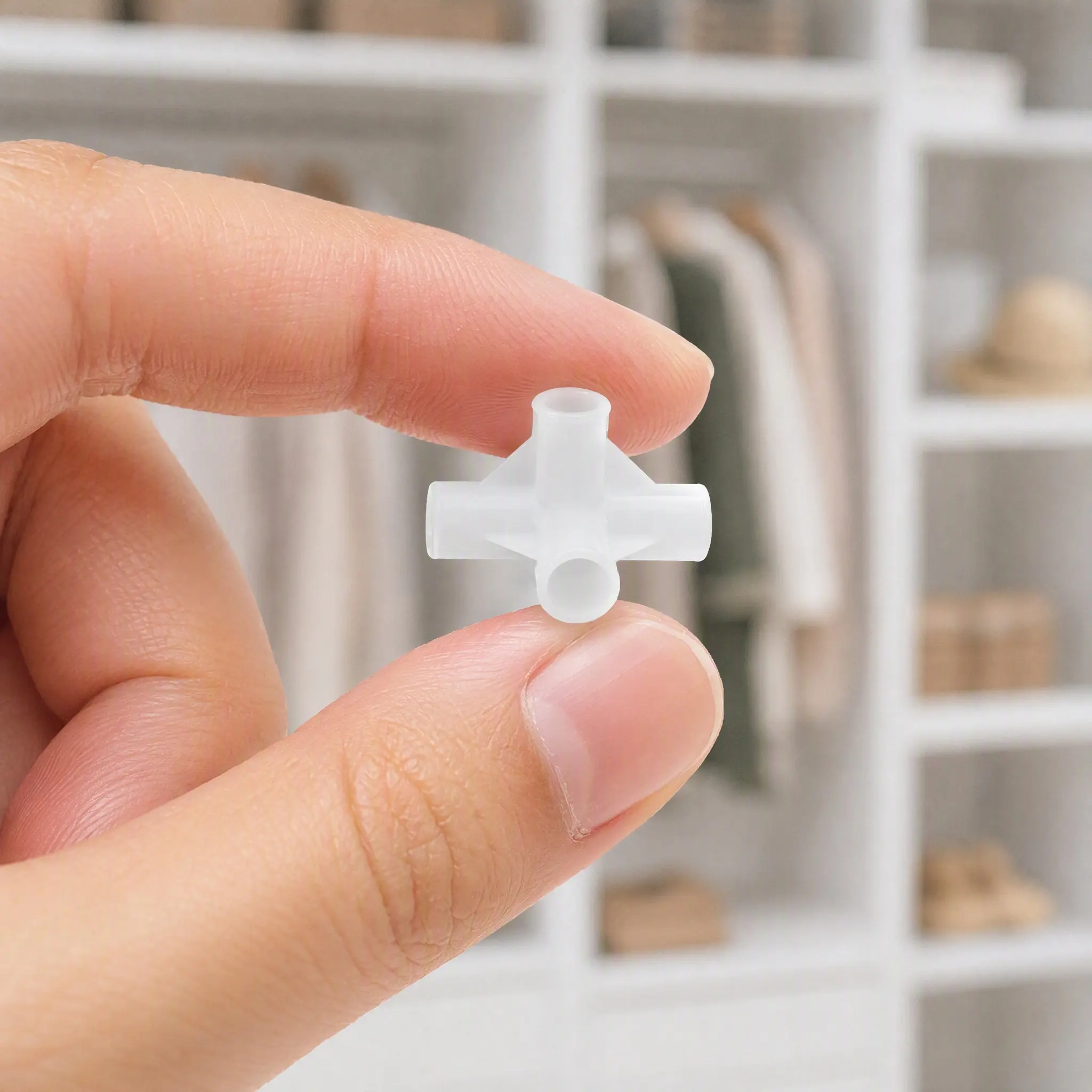 10Pcs Plastic Closet Rod 4-Way Fitting Thickened Multi-Use Connector for Cabinet Fasteners Wardrobe Storage Rod Junction Stable