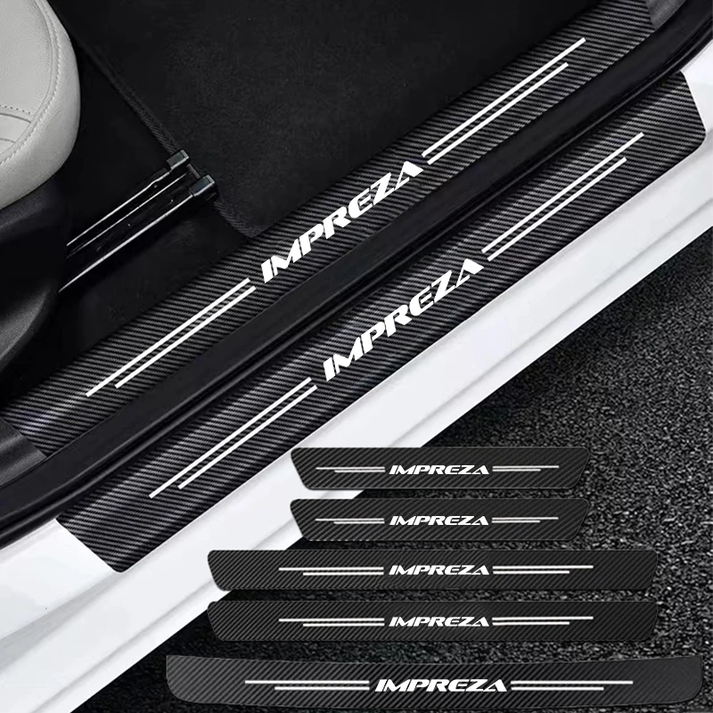 Auto Carbon Fiber Decals Stickers Car Door Threshold Scuff For Subaru Impreza Logo 2017 2018 2019 2020 2021 Accessories