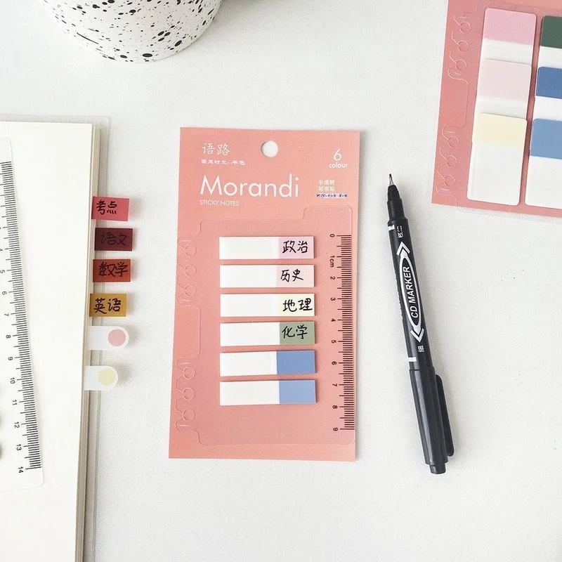 120 Sheets Morandi Color Sticky Note Label Index Sticker can Write Waterproof Reminder N times Sticker Stationary Supplies