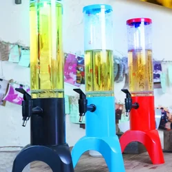 1.5L Luminous Beer Barrel Columnar Tabletop Beer Tower Drink Dispenser with LED Light Wine Cannon Set for Bar Nightclub Party