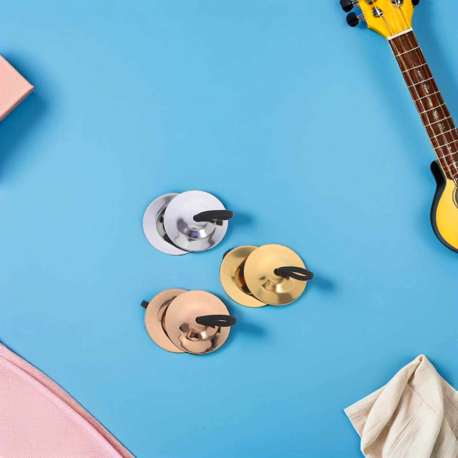 

3 Pairs Percussion Instruments 5Cm Brass Cymbals Musical Education Finger Dancing Zills Mini Cymbal Props Party