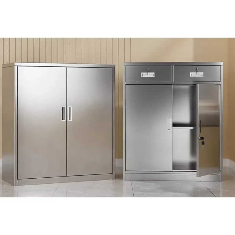 304 Stainless Steel File Cabinet Office File Locker Outdoor Locked Low Cabinet Drawer Storage Tool Cabinet
