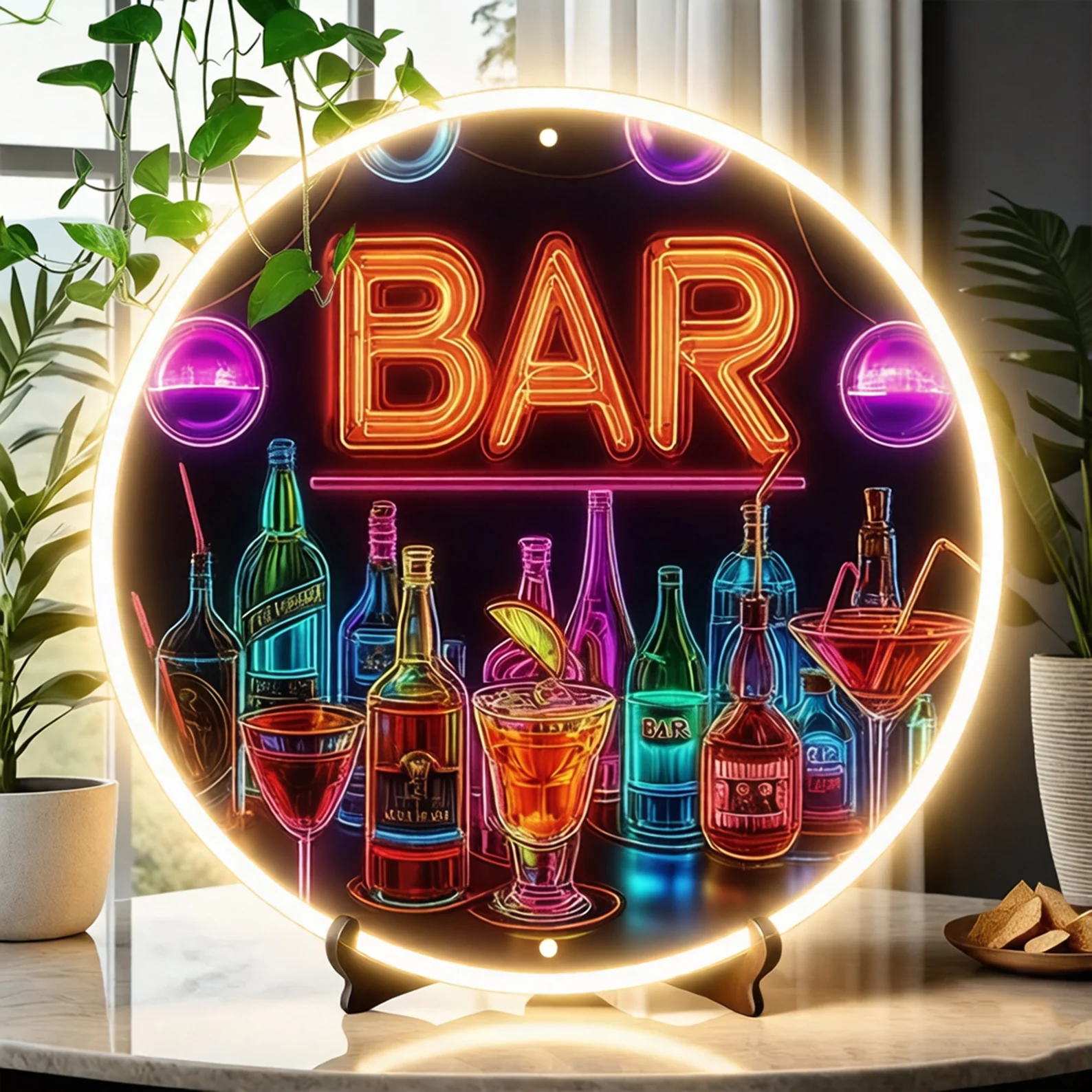 Retro Bar Neon Sign,Colorful Drinks &Glasses for Pub Cafe Beach House Decor,Man Cave Sign,Business Open Sign,Gift for Beer Lover