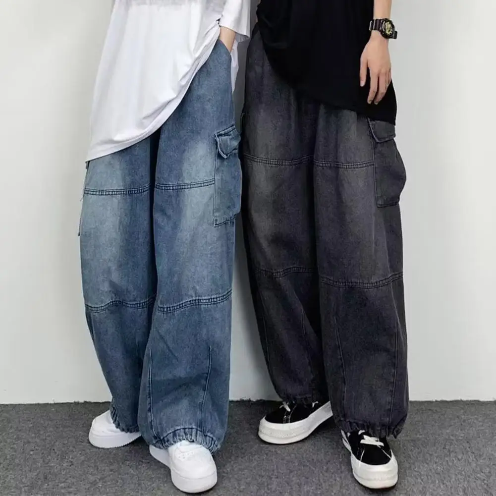 Men's Wide Leg Denim Overalls, Baggy Jeans, Retro Streetwear, Fashion for Outdoor Travel, Korean Style Clothing