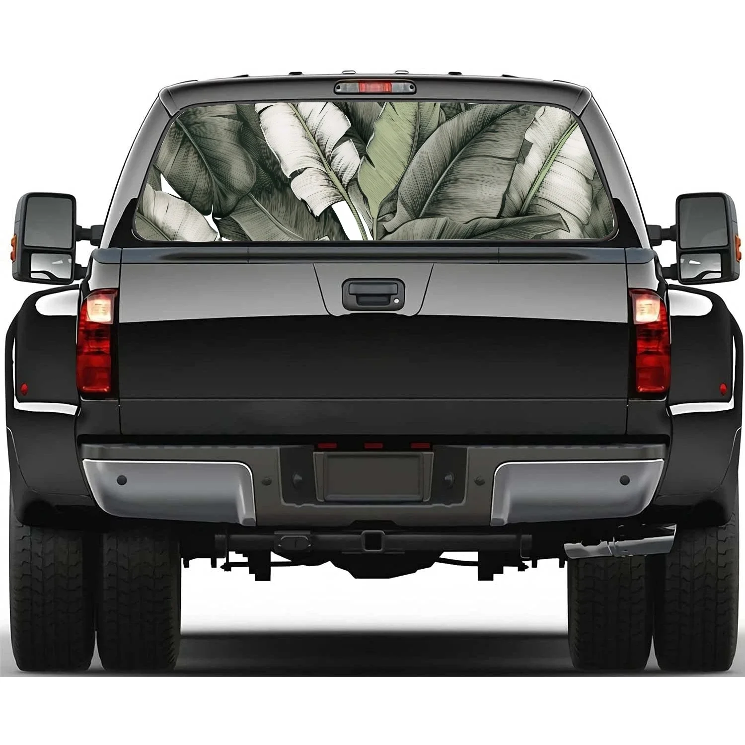 

Лист банана, наклейка на окно автомобиля, графическая декоративная наклейка из ПВХ, перфорированная виниловая наклейка на окно грузовика GM, внедорожника