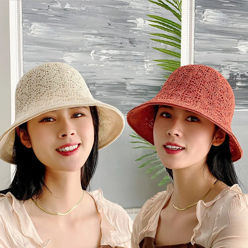 Hat female summer sun shading straw hat hollow fashion cool Korean fashion versatile sun hat spring and Autumn Travel