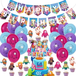 Game Falled Guys Balloon Child Birthday Party Decoration Banner Cake Topper Birthday Photoshop Backdrop Baby Shower