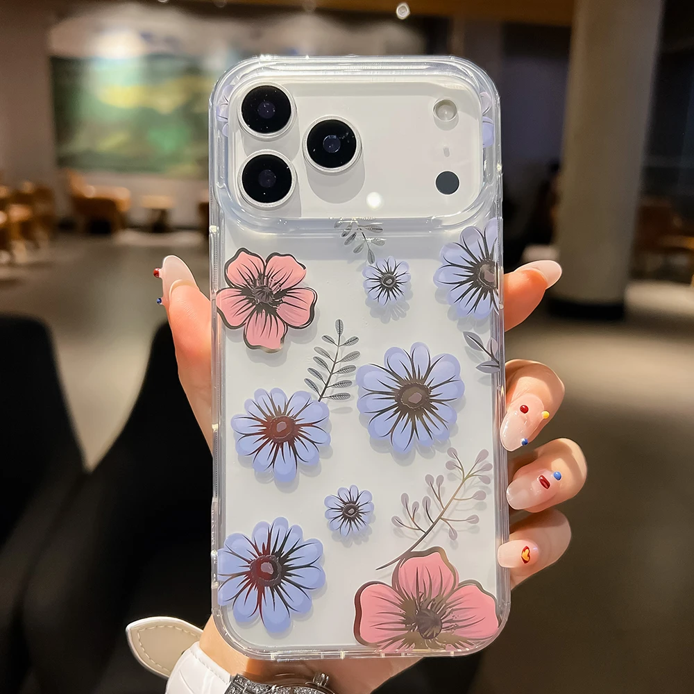 Luxuriöse Handyhülle mit Blumenmuster für iPhone 18 17 Air 16 15 14 13 12 11 Pro Max 16E, stoßfeste, harte Acryl-Rückseite – Detail 9