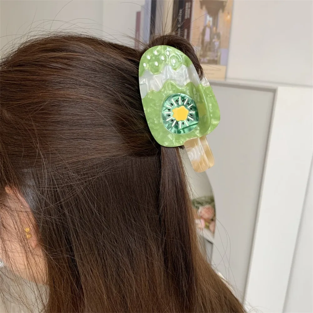 

Headdress Cute Ice Cream Shark Clip Acetic Acid Summer Fruit Series Hair Claw Chocolate Sweet Delicious Food Claw Clip Gift