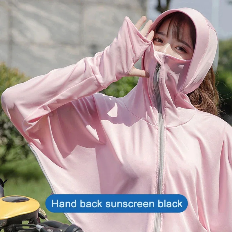 UPF50+ Sonnenschutzkleidung, Sommer-Eisseide, Anti-UV-Kapuze, atmungsaktiv, Sonnenschutz-Shirt, Sonnenumhang, Reißverschluss, leicht, Kapuzenpullover