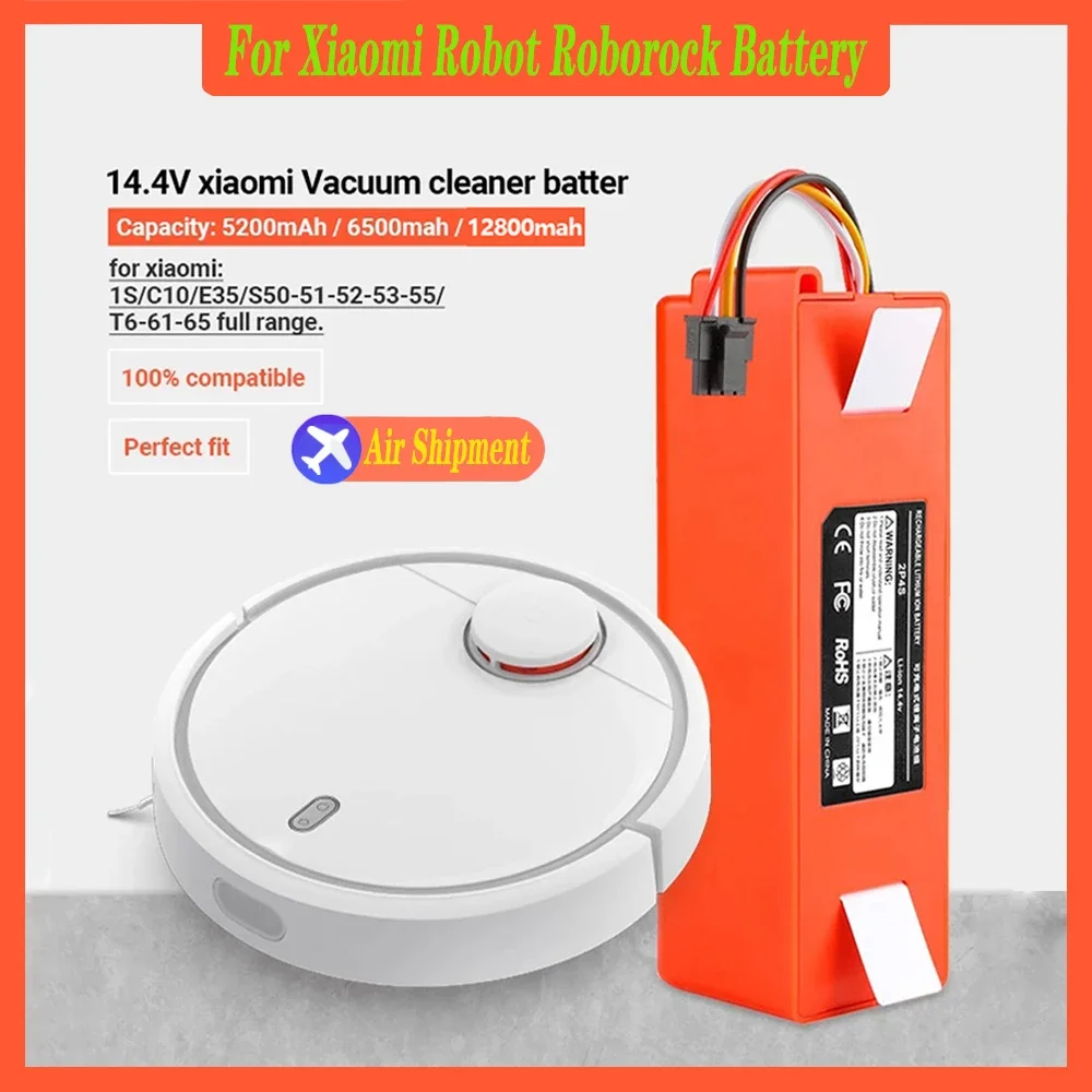 14.4V BRR-2P4S-5200S Robotic Vacuum Cleaner Replacement Battery For Xiaomi Roborock S55 S60 S65 S50 S51 S5 1S 1ST MAX S6 Parts