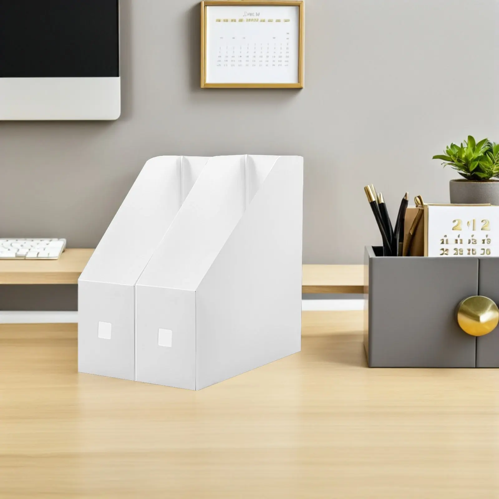 2 pièces Organiseur de bureau en plastique pour documents, support de rangement pour livres et magazines, organisateur de bureau en plastique
