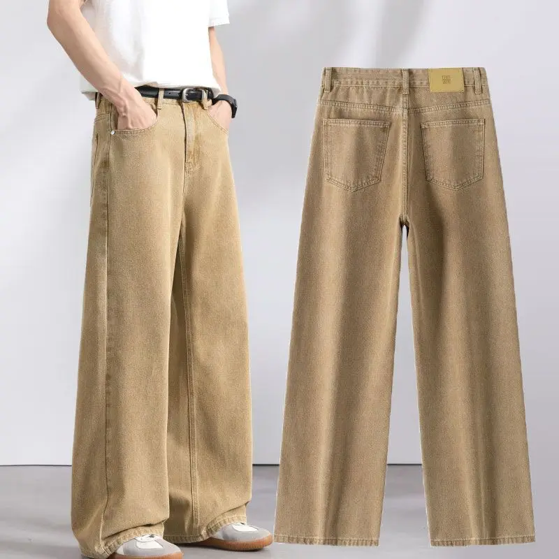 2026 Summer New Trendy Wide-leg Jeans Men's Straight Loose Casual Versatile High-waisted Wide-leg Long Pants