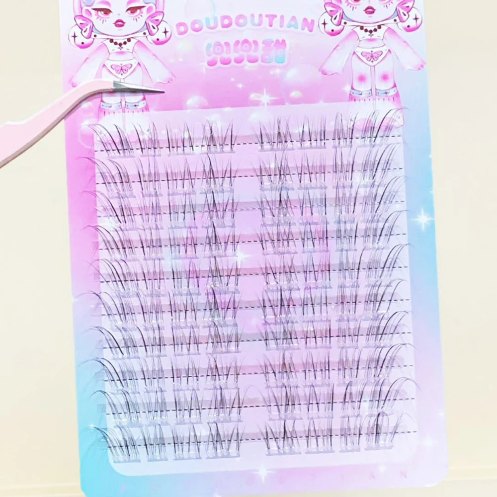 80 กลุ่ม Fox สไตล์มังงะขนตาปลอมธรรมชาติยาวและหนาหนาแน่น C ม้วนขนตาปลอมเดี่ยว Cluster Wild Lashes แต่งหน้า
