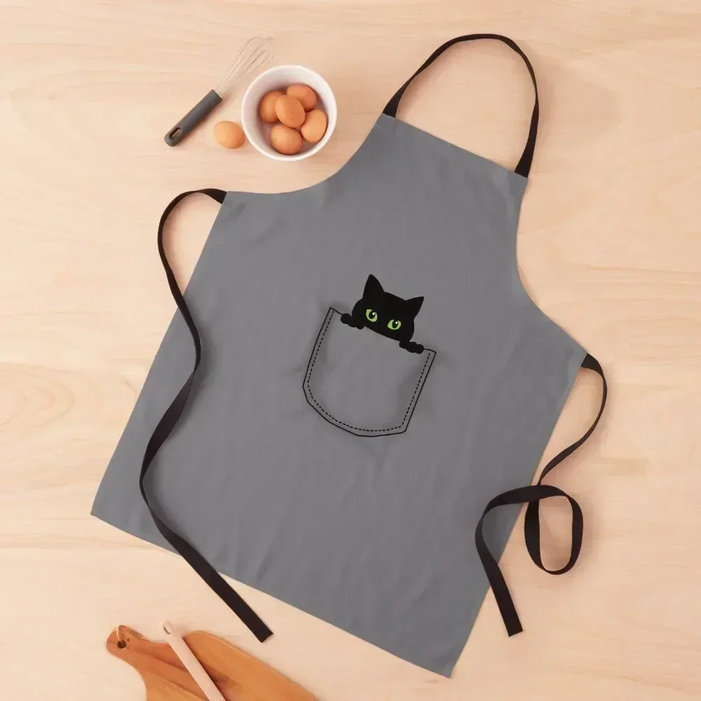 

Kitten in pocket Apron Women's Kitchen painting For Women Kitchen For Nail Stylist Apron