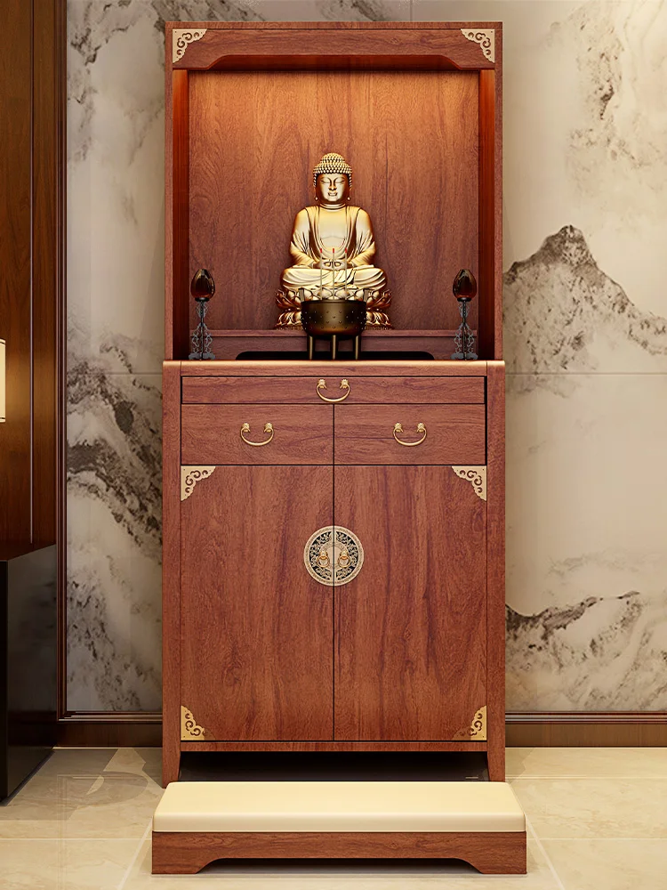 

YY Solid Wood Buddha Shrine Avalokitesvara Worship Table God of Wealth Cabinet Altar Cabinet