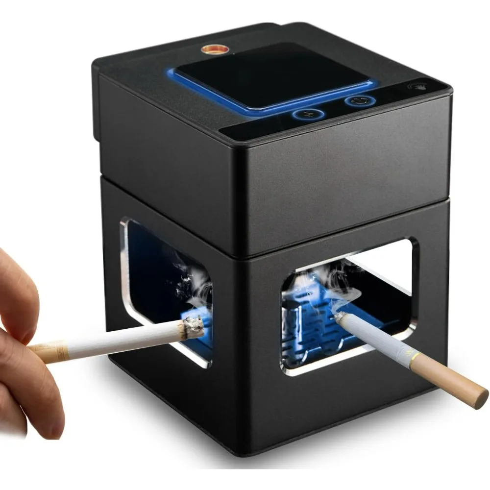 

Бездымная пепельница Интеллектуальное управление распознаванием жестов с зажигалкой, Перезаряжаемая пепельница для очистки дыма USB C-типа, внутренняя или