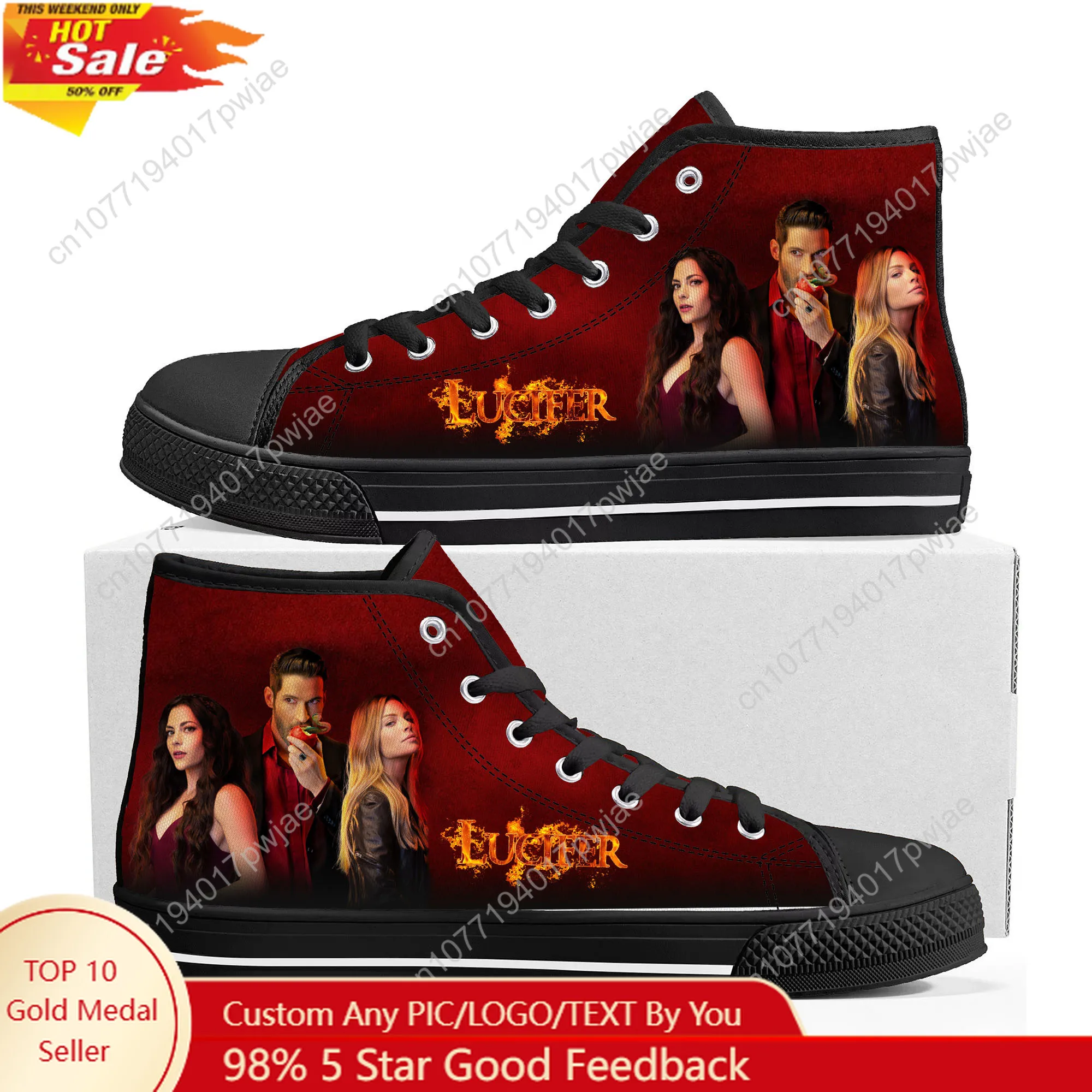 

Lucifer TV High Top High Quality Sneakers Lucifer Morningstar Mens Womens Lightweight Canvas Sneaker Ghana Hiking Casual Shoes