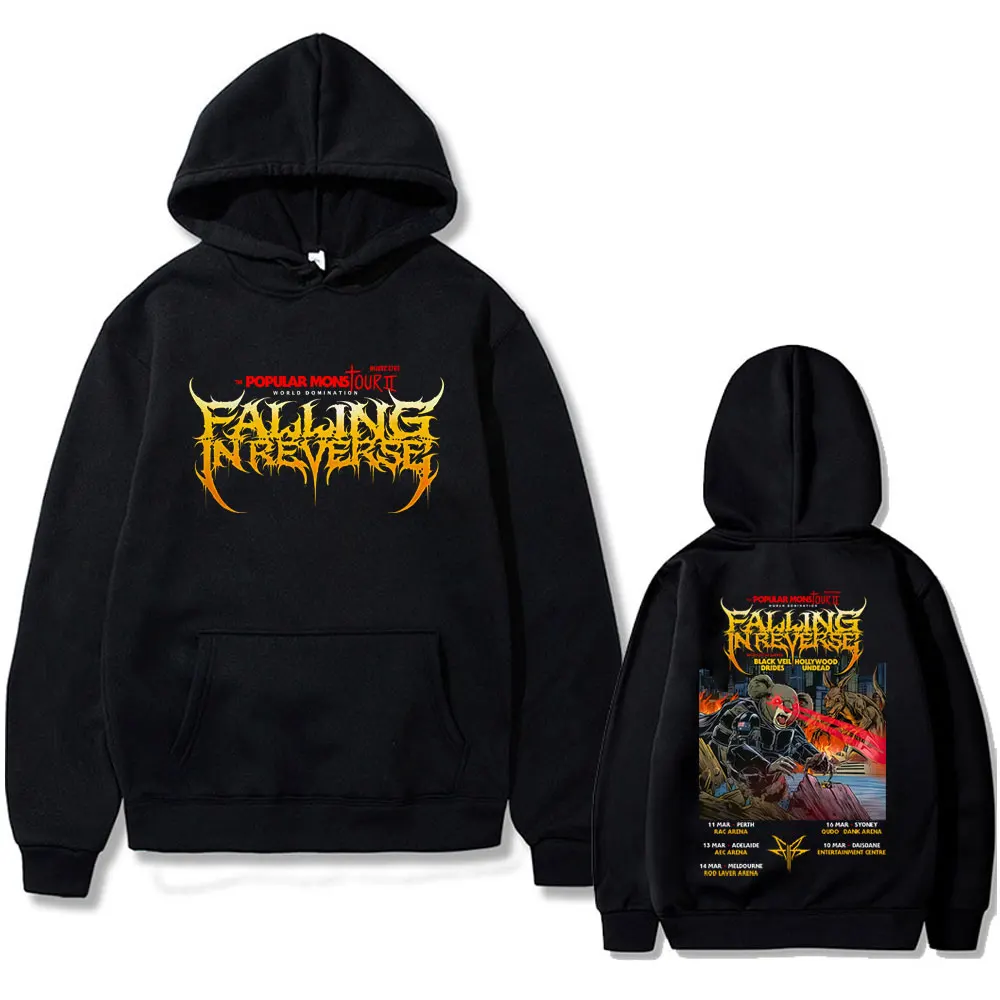 

Falling in Reverse Popular Mons Tour II Hoodie Men Women Rock Metal Oversized Streetwear Male Casual Cotton Retro Sweatshirts