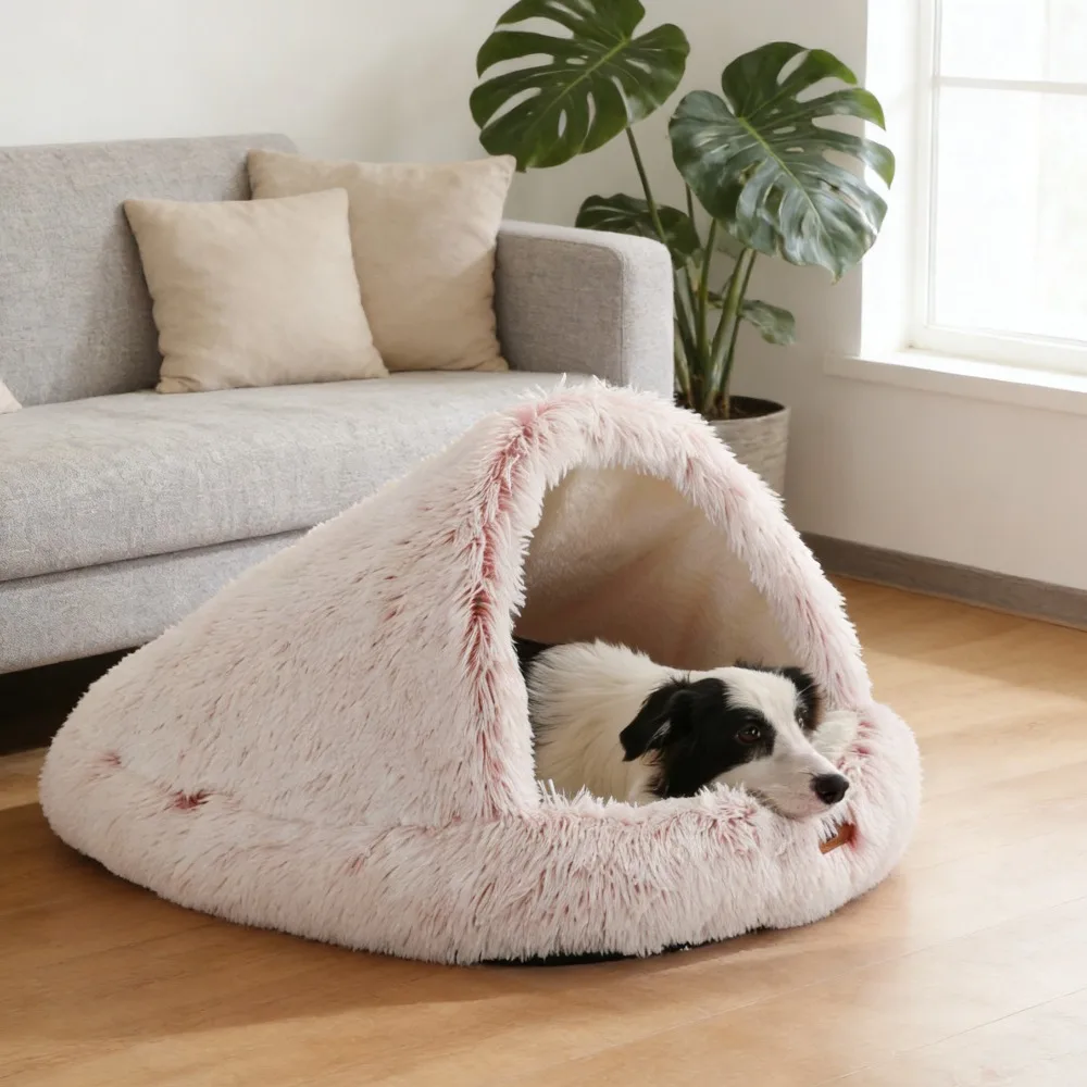 

Теплая кошачья кровать на зиму. Закрытая кровать для домашних животных с плюшевой подкладкой для кошек и собак, обеспечивающая удобное гнездо для холодной погоды.