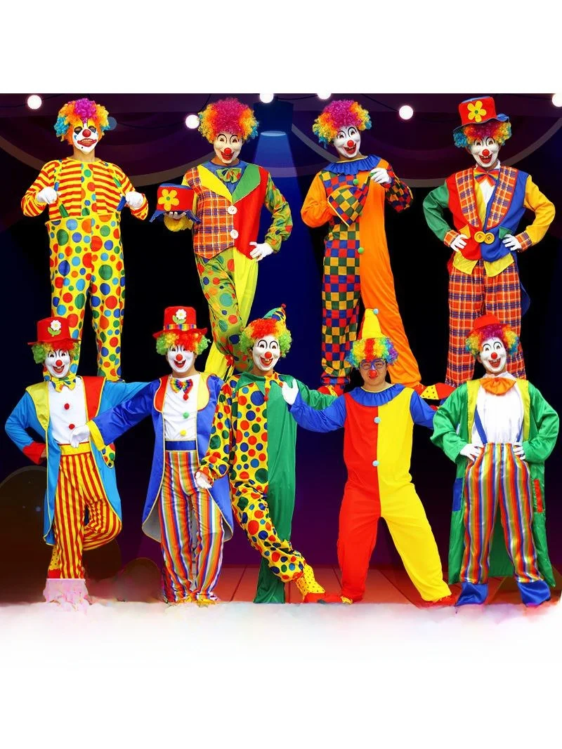 

Adult Halloween Clown Costume Set Stage Makeup Party Performance Clothing Men Women Style Outfit Chinese Production Spring