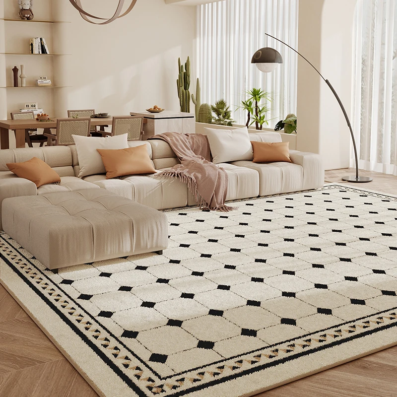 French Simple Non Slip Living Room Carpet Thickened Soft and Dirt Resistant Bedroom Rug Light Luxury Large Area Cloakroom Rugs