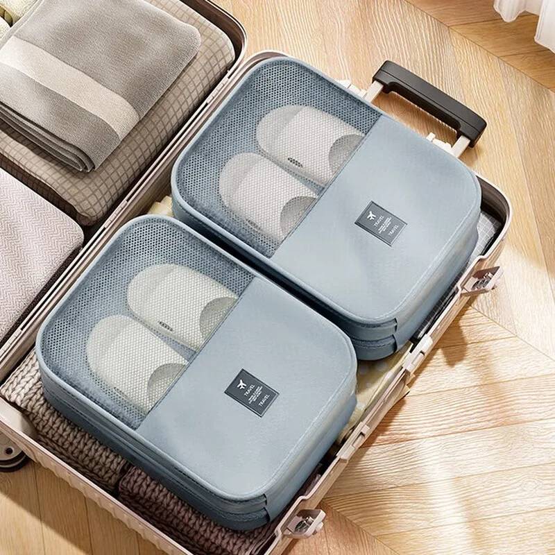 1pcs Wear Resistant Fabric Shoe Storage Bag Multi Compartment Handheld Travel Shoe Case Dust Proof Organizer For Athletic Shoes