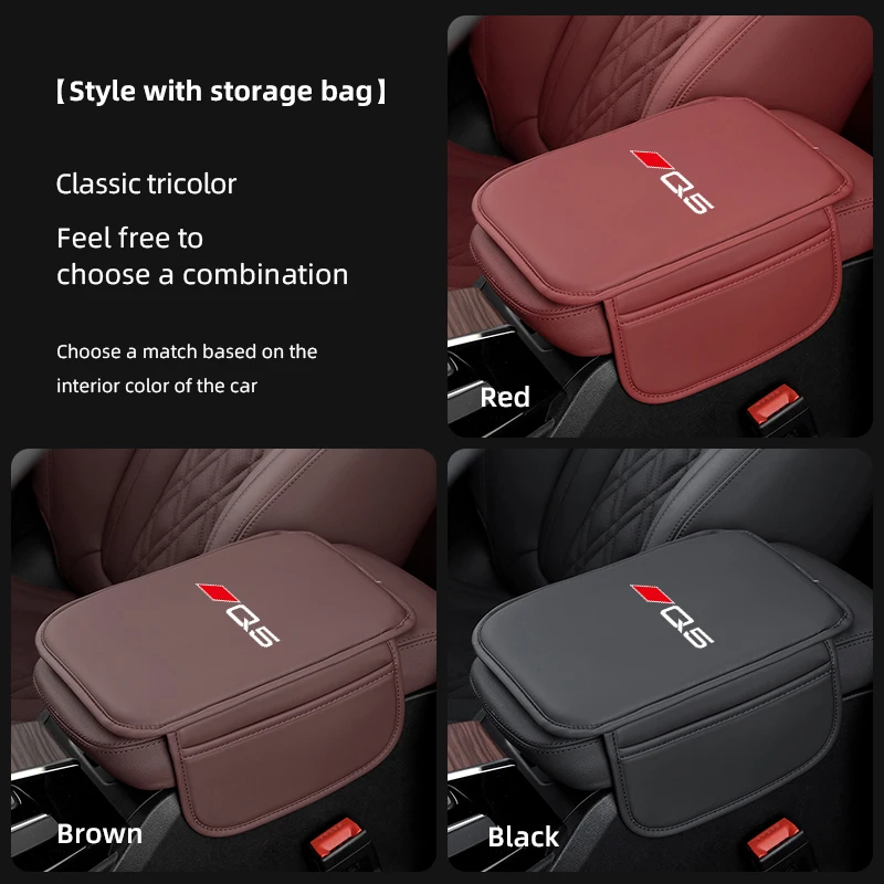 Car Armrest Box Mat Protective Cushion With Storage Pocket For Audi A1 A3 A4 A5 A6 A7 A8 Q1 Q2 Q3 Q4 Q5 Q6 Q7 Q8 TT B8 B9 B6 C7 view 6