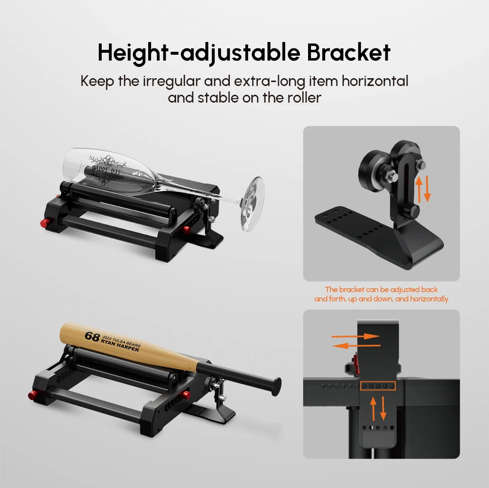 Algolaser RR2 2.0 Rotary Roller for Cylinder Engraving Y-axis Roller 360° Rotating Engraver Printer for Cylindrical Cans Objects