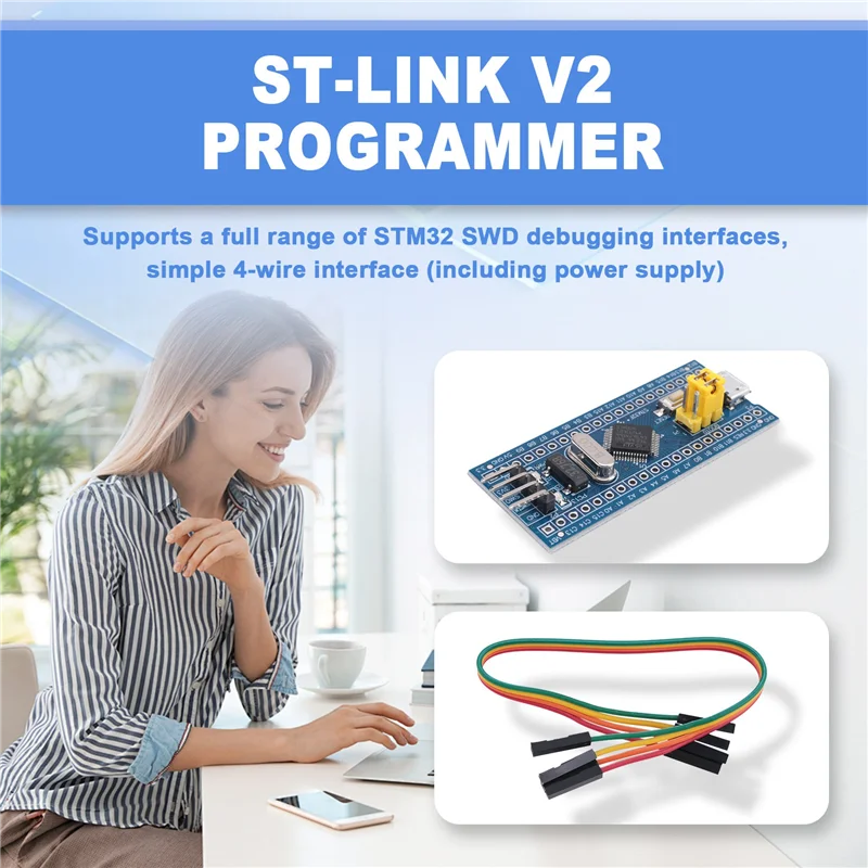 

New--ST-Link V2 Programming Unit Emulator Downloader + 40Pin STM32F103C6T6 ARM STM32 SWD Minimum System Board Micro-USB