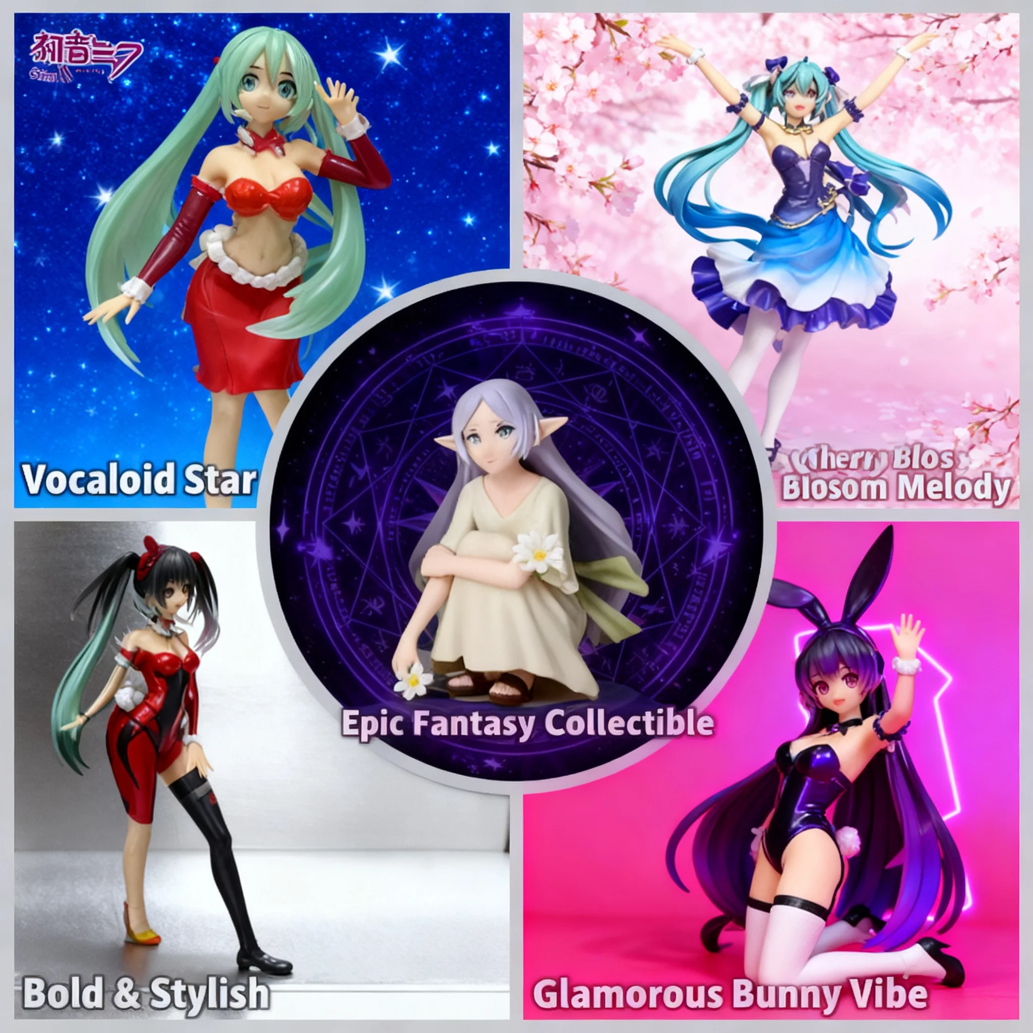 

Dating Game Tokisaki Kurumi Tenka Yatogami Bunny Girl Frieren Hatsune Miku Anime Figure Collection Box Set Cute Girl PVC Statue