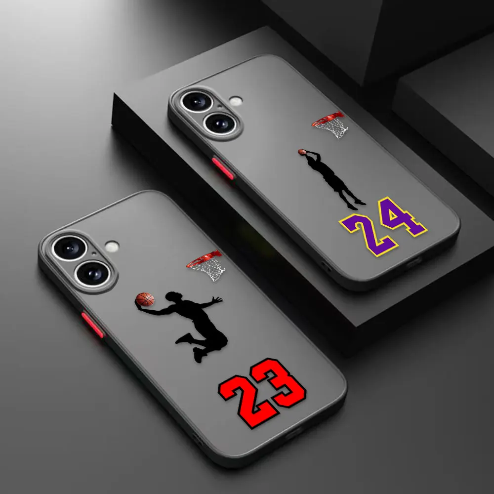 Lovely Cartoon Man Basketball Matte Phone Case For Iphone Apple 17 AIR 17E 16E 16 15 14 PLUS 13 12 11 PRO MAX XR Frosted Case