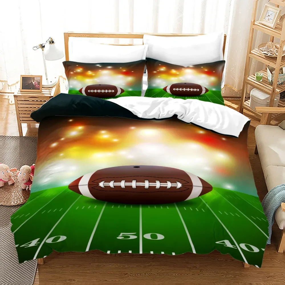 Football Duvet Cover King/Queen Size Rugby Game Bedding Set for Boys Teens Men Sports Enthusiasts Athletes Polyester Quilt Cover