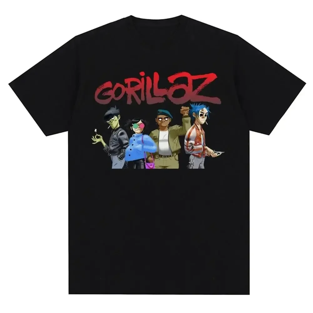 Music Band Gorillazs Punk Rock Print T Shirt 90s Casual
