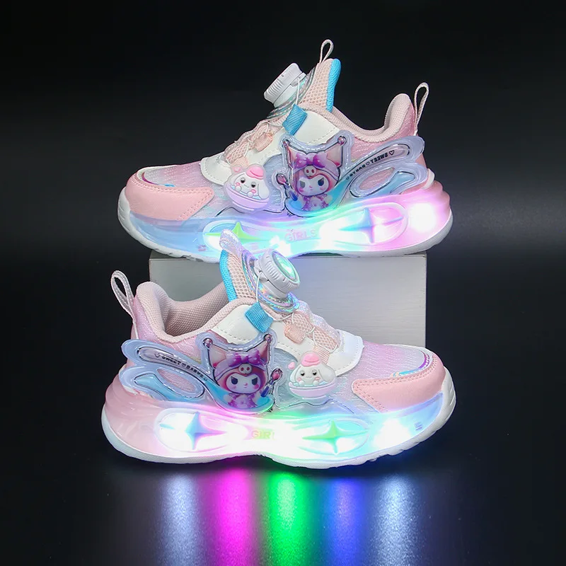 

Kids'Casual Shoes Sneakers Led Light Cartoon Kuromi Mesh For Girls slip-on Anti-slip Breathable Pink Pruple Shoes Size 23-31
