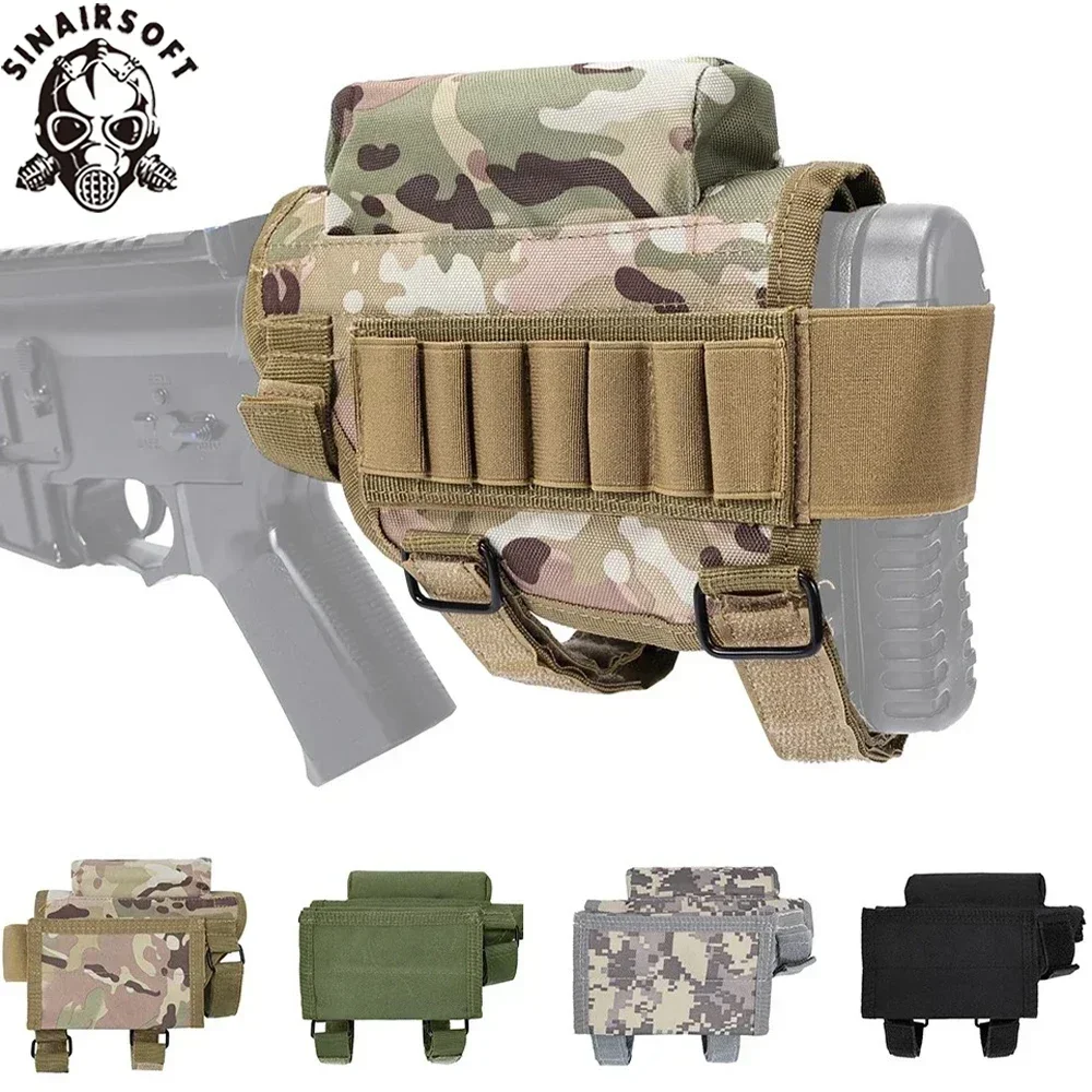 Taktische Camo-Unterwangen- und Wangenstützen-Tasche für Gewehre, verstellbare Nylon-Hebelpolsterung, Munitionstasche für Patronen, ideal für die Jagd