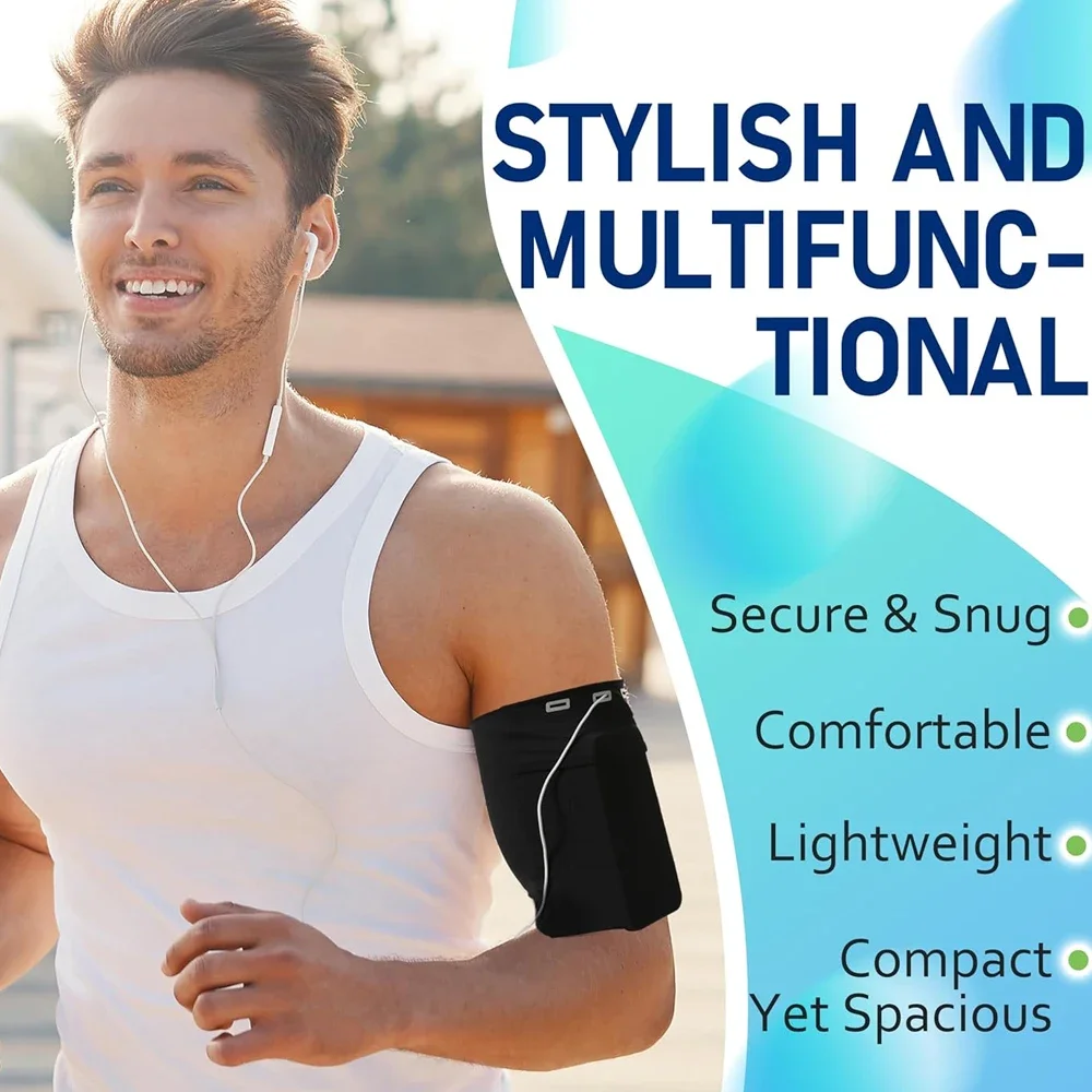 1PCS Running Phone Holder Arm Bag - Large Storage,Sturdy Zipper,Compatible with All Phones for Running,Hiking, Biking & Workouts