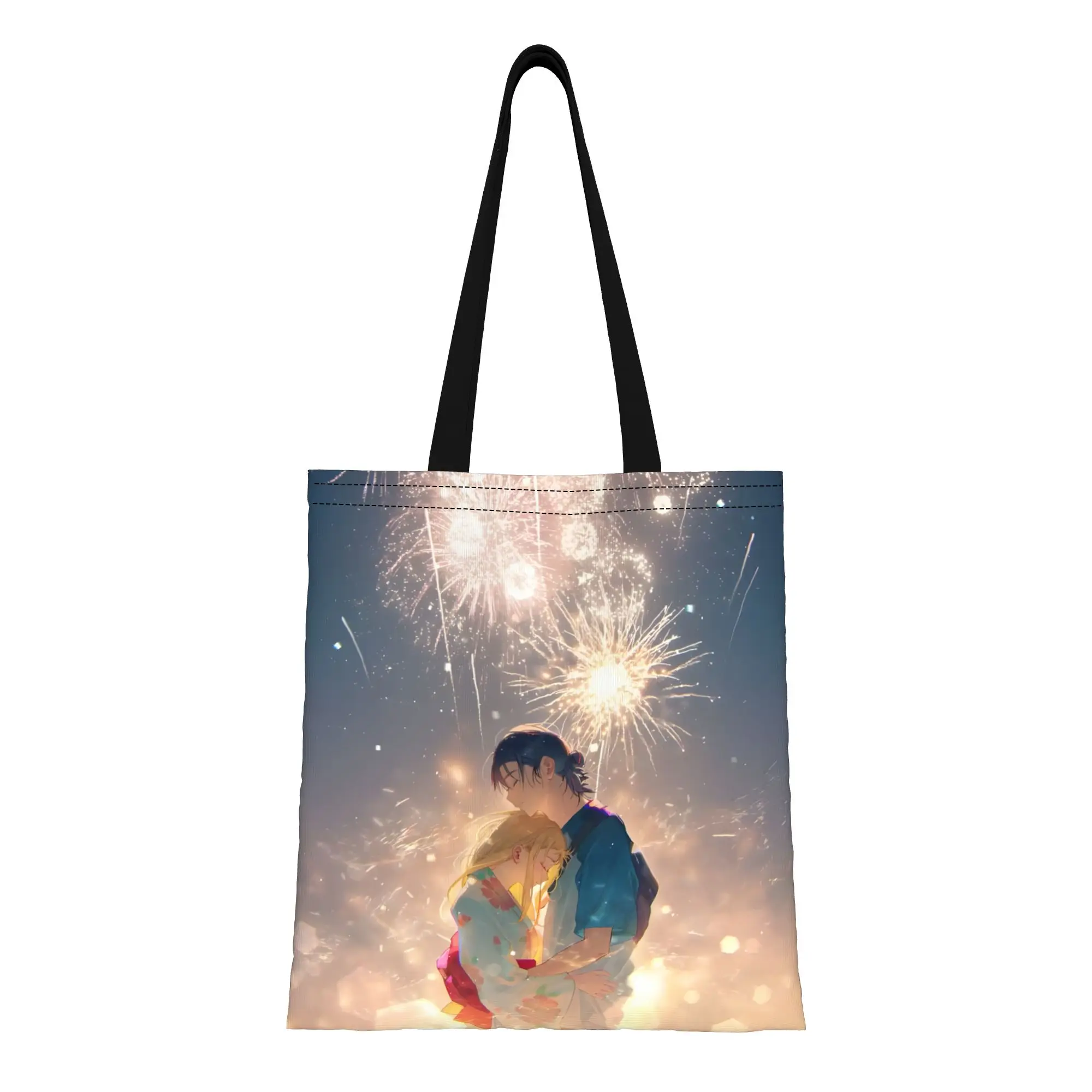 1PC Summer Festival Couple Canvas Tote Bag Summer Time Rendering Handbag Outdoor Handbag Trendy Tote