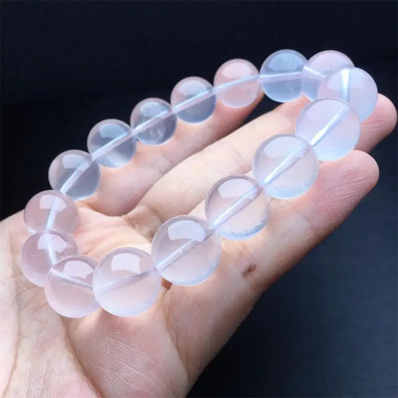 

12MM Natural Rose Quartz Bracelet Gemstone Crystal Jewelry For Women Healing Bohemia Holiday Gift 1pcs