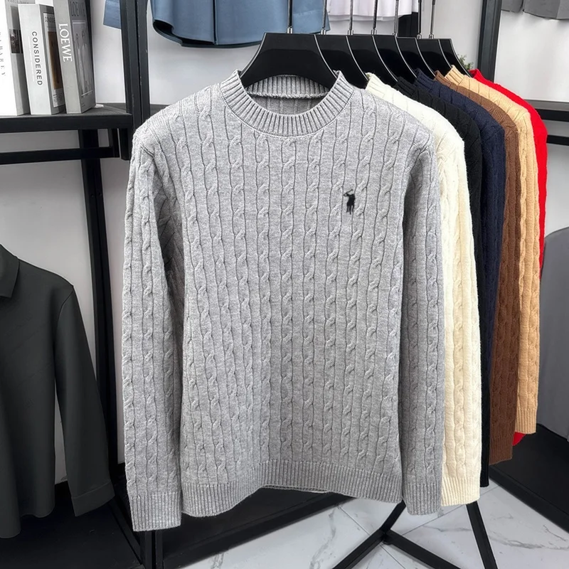 Hochwertige Casual Rundhalspullover Herren Herbst Winter neue Persönlichkeit Zipper Design Luxusmarke Golf Pony Stickerei Mode Stricken Sweater – Detail 24