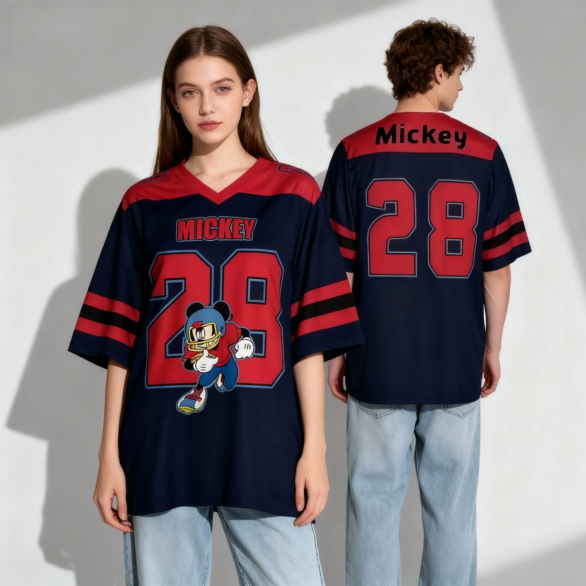 Disney Animated Character Themed Rugby Jersey Sweet and Cool Street Summer T-shirt Oversized Women's Adult Hot Selling 25/26